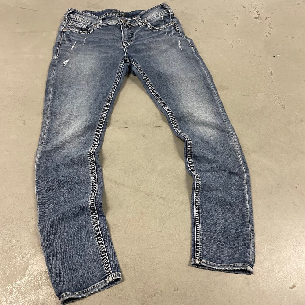 y2k silver brand western skinny jeans 31x31